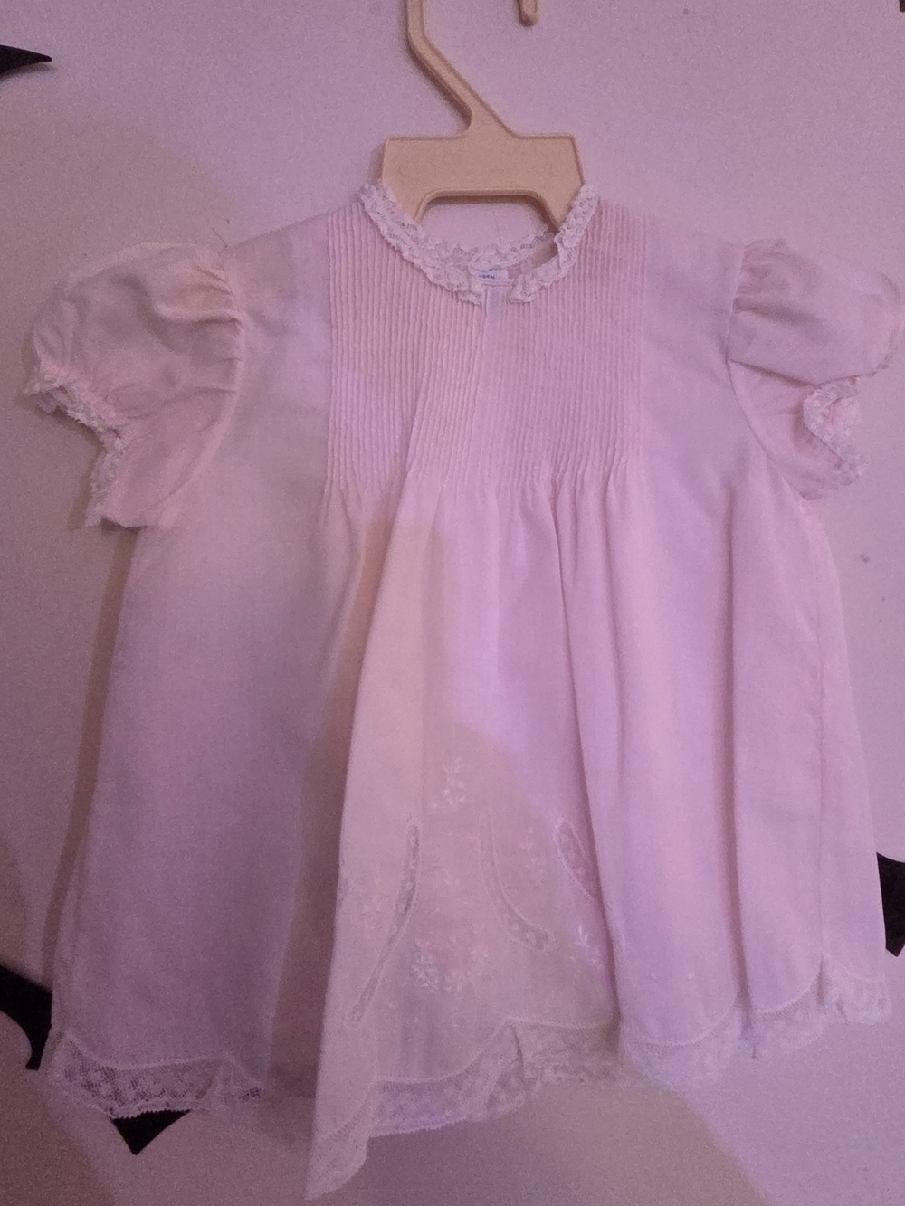 Vintage Feltman Bros Pink Smocked Lace Short Sleeve A-Line Dress 9Mos